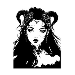 Fototapeta premium woman, face, hair, beauty, vector, illustration, fashion, silhouette, lady, lips, model, art, design, eyes, drawing, head, sketch, people, glamour, black, style, hairstyle, long, sensuality, person