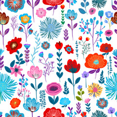 Garden flower, plants , botanical , seamless pattern vector design for fashion, fabric, wallpaper. Cute pattern in small flower. Small colorful flowers. hand drawn. Not AI, Vector illustration