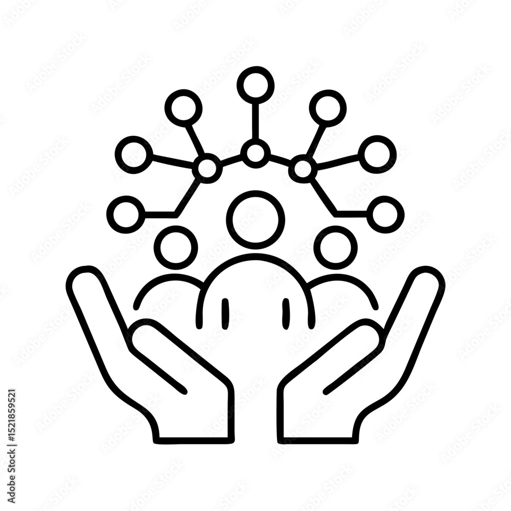 Poster community network support and connection with hands, social networking and teamwork concept design v