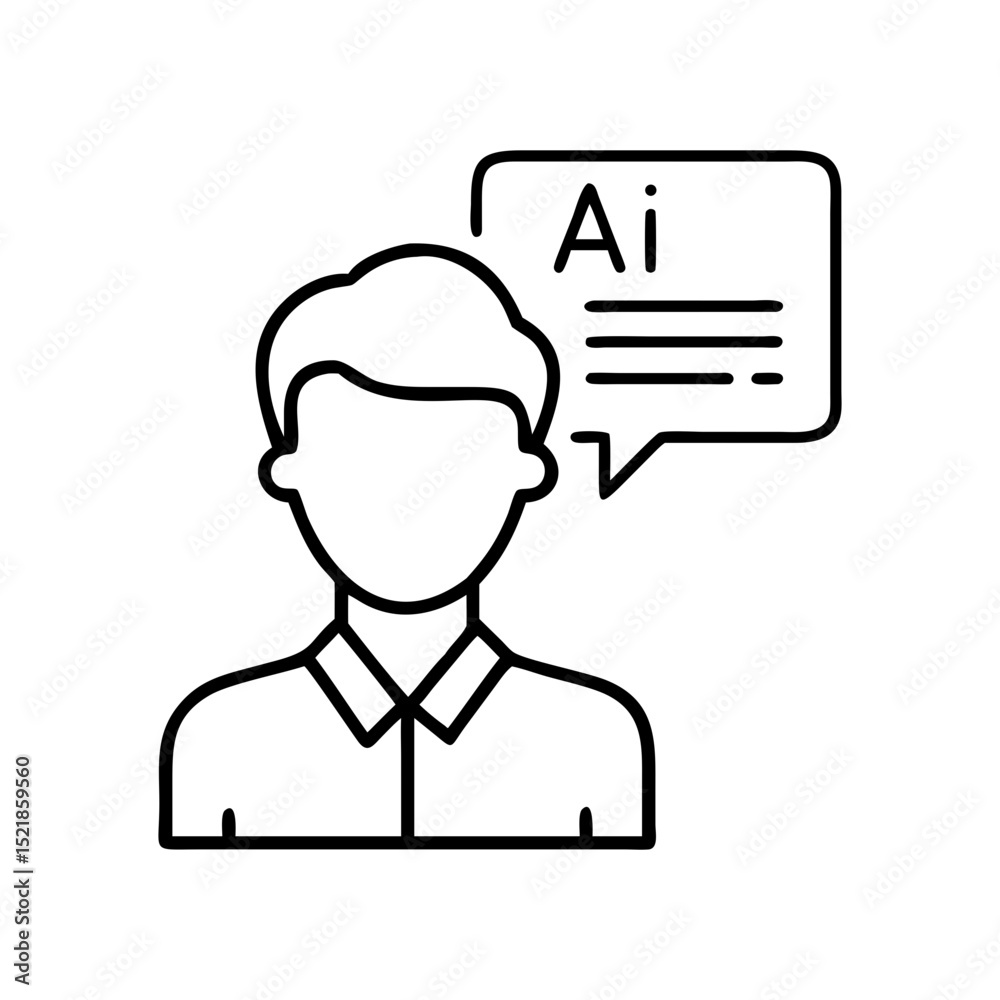 Poster ai powered chatbot assistant icon concept showing artificial intelligence interaction with user onli