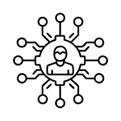Digital network connection of user profile, social media connections, and data transfer concept