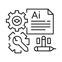 Ai machine learning artificial intelligence development process with gears and wrench vector design icon