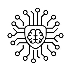 Artificial intelligence brain protection cyber security neural network ai technology system shield
