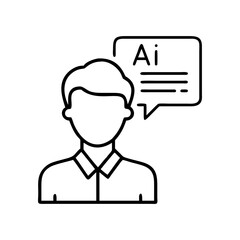 Ai powered chatbot assistant icon concept showing artificial intelligence interaction with user online now