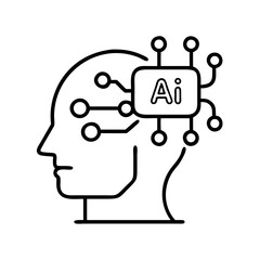 Ai brain technology concept vector illustration, artificial intelligence and human mind design icon