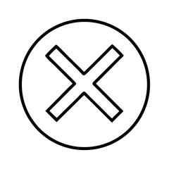 Obraz premium Cross mark icon vector, x symbol in circle, delete sign, close button, error, cancel, wrong, no, stop