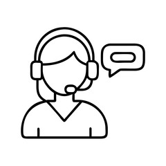 Customer service representative icon vector, call center agent, help desk support specialist outline design