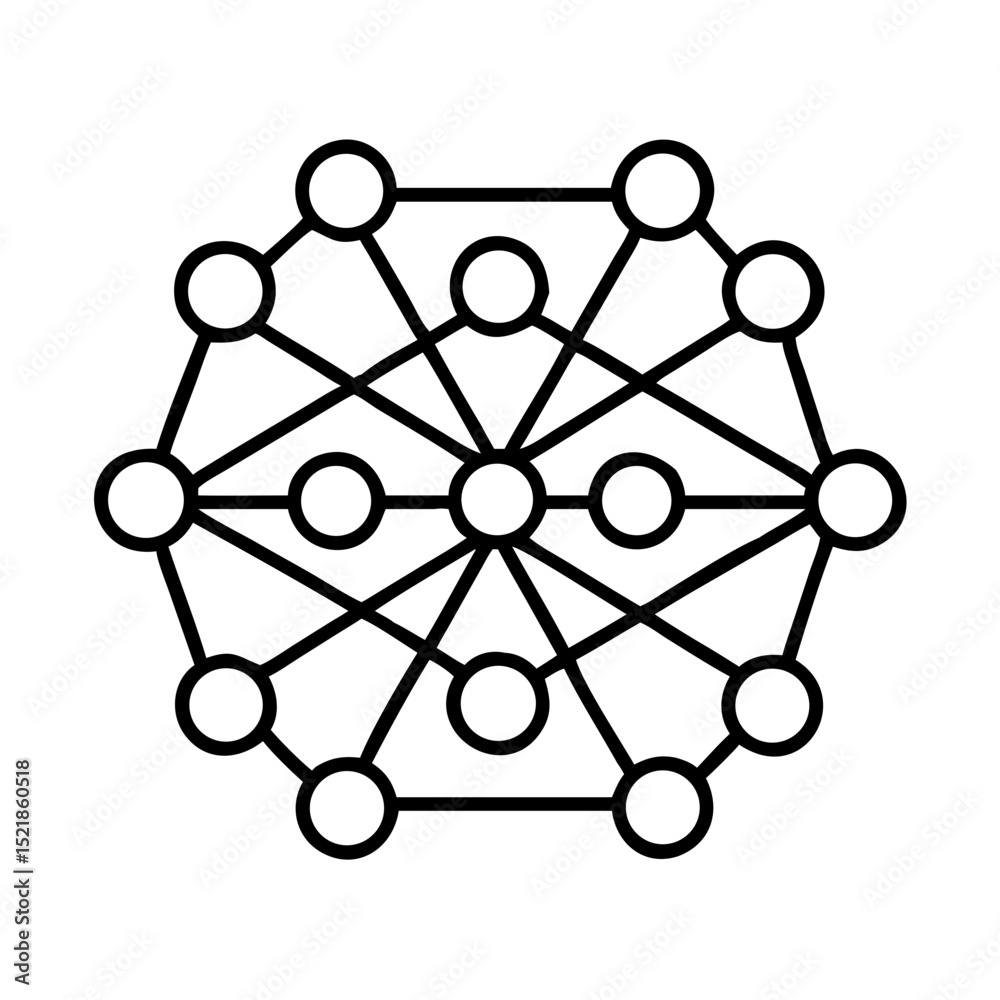 Poster network diagram illustration of interconnected nodes and lines for data visualization and connection