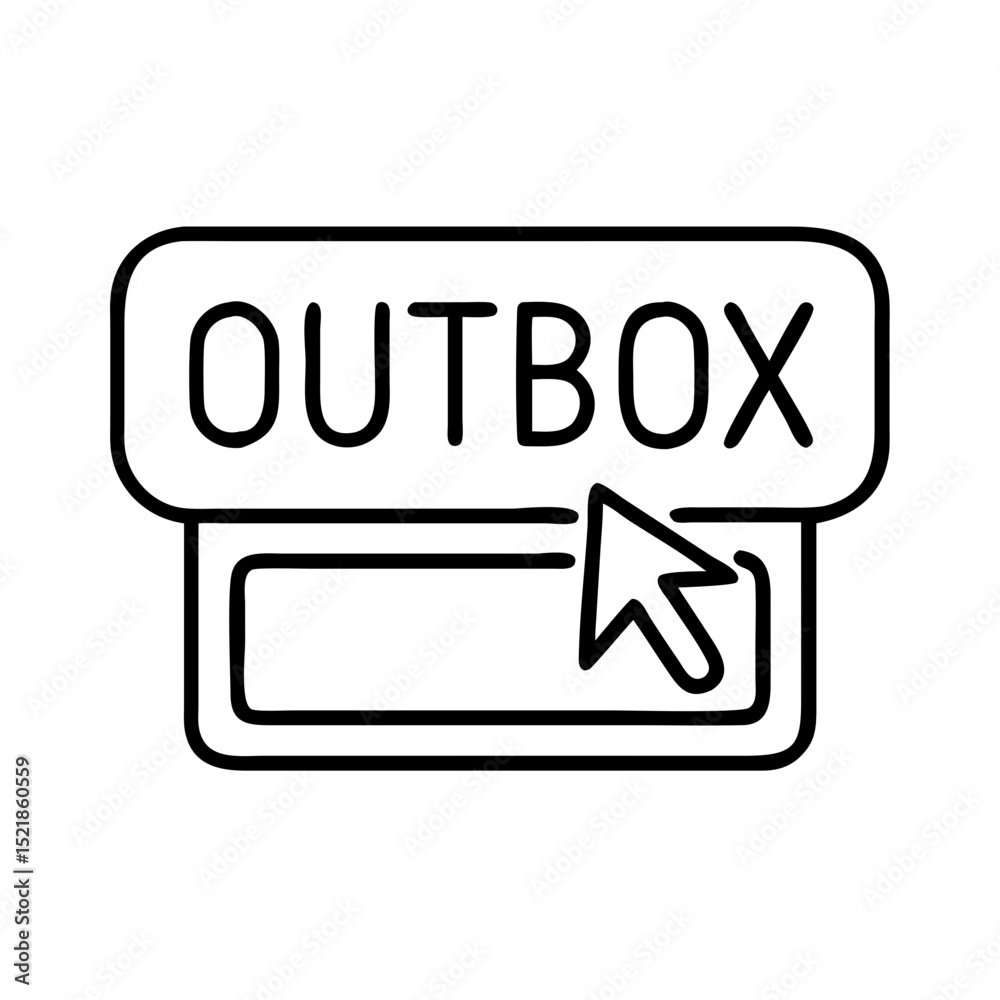 Poster Outbox message email send arrow cursor click communication outline icon vector illustration design element