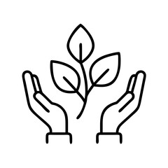 Hands holding plant vector, growth and care concept, nature protection, environmental awareness design element