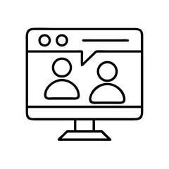 Online meeting icon vector, virtual conference, video call, remote work, webinar and communication concept