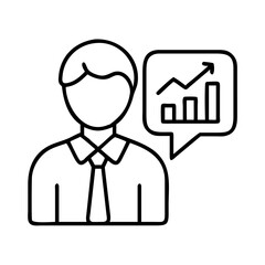 Business growth consultant showing financial chart and graph data analysis presentation icon vector