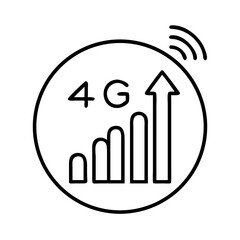 4g network signal strength indicator icon vector illustration for mobile wireless connection technology