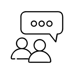 Discussion forum vector icon, online communication and meeting, business team talking and sharing ideas