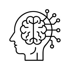Artificial intelligence ai brain technology head mind machine learning neural network concept design