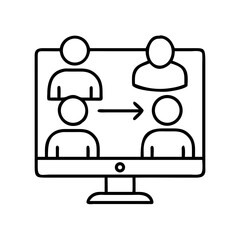 Online collaboration team transfer icon for remote work and virtual team management concept design vector