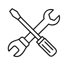 Wrench and screwdriver vector icon, repair tools illustration, maintenance service and construction work