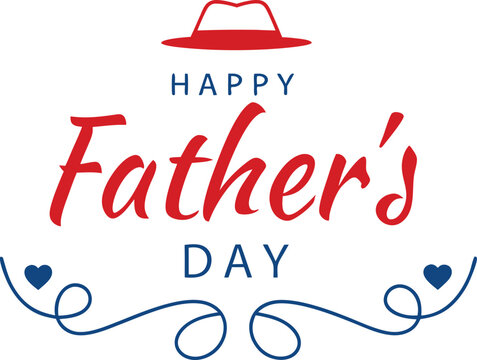 Happy father s day design with red hat and blue hearts