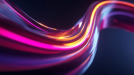3d render, colorful background with abstract shape glowing in ultraviolet spectrum, curvy neon lines. Futuristic energy concept