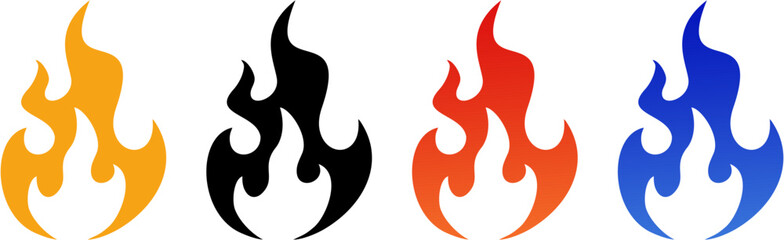Flame vector fire  flame icon template and silhouette 