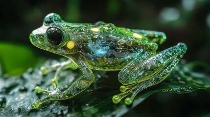 Fototapeta premium Transparent Frog with Glassy Skin Showcasing Internal Features