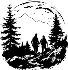 silhouette, tree, couple, love, woman, people, illustration, nature, park, child, family, vector, grass, sky, garden, spring, landscape, boy, happiness, black, walk, father, romance, summer, sunset