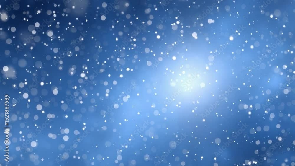 Poster Winter's Celestial Dance: A mesmerizing display of snowflakes gently drifting through the vastness of the celestial canvas, painted with hues of blue and illuminated by a radiant celestial light.