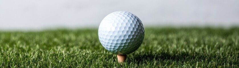 Obraz premium Golf Ball on Tee in Green Grass, Sport , Recreation