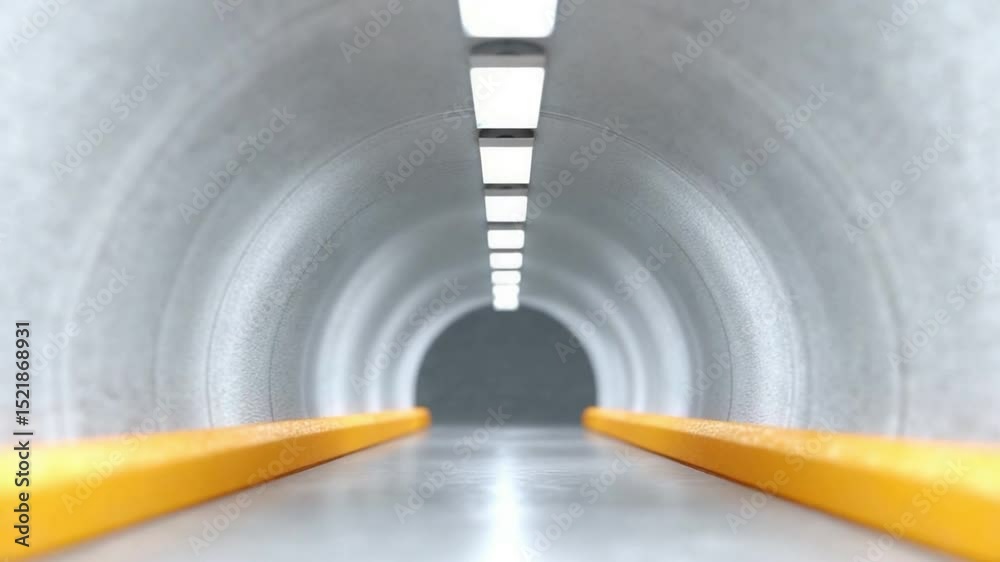 Poster Illuminated Tunnel: An architectural marvel of an illuminated tunnel, with a focus on the symmetry of its design and the guiding lines along the path.