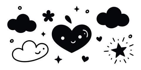 Seamless black and white hearts with romantic butterfly illustrations create a lovely valentine pattern