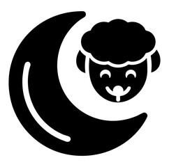 Eid al-Adha icon, Eid Mubarak symbol, Islamic festival icon, Muslim holiday graphic, Sacrifice celebration image, Goat head and moon icon, Sheep head on moon, Crescent moon and animal, Black and white