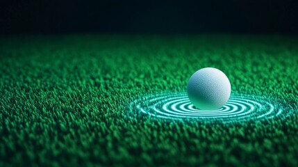 Sphere on Green Ripple Effect, Technology , Abstract