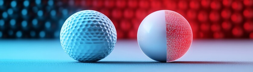 Two Balls in Blue and Red Light, Golf , Sphere