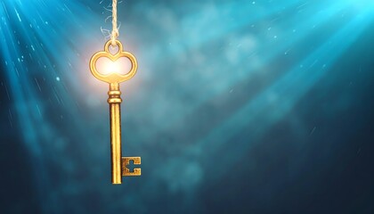 Magical golden key symbol of hope high resolution photo