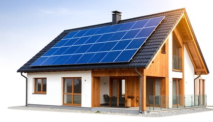 Fototapeta premium Eco friendly home with solar panel installation high resolution photo