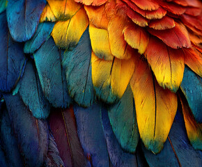 Obraz premium Close-Up of Vibrant Rainbow Parrot Feathers