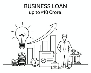 "Business Loan Concept Vector Illustration – Minimal Line Art Finance and Investment Graphic