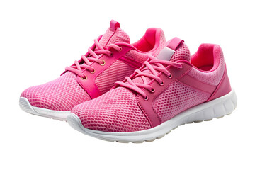 "Pair of Pink Sport Sneakers – Stylish Athletic Shoes on White Background"

