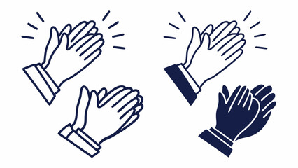 Obraz premium Applauding Hands Vector Illustrations of Clapping Hands in Line Art and Solid Styles