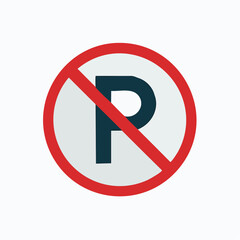 Vector icon of a classic no parking sign, clear and uncluttered
