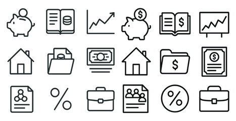 Finance and investment icons for business and marketing materials