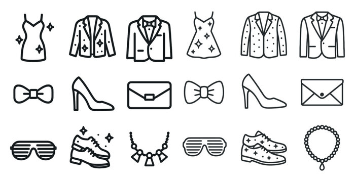 Fashion icons set for stylish event invitations and design projects