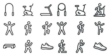 Fitness icon set for exercise and workout apps or graphic design