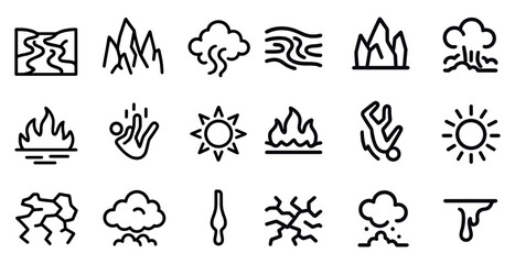 Fototapeta premium Nature and weather icons collection for graphic design and branding