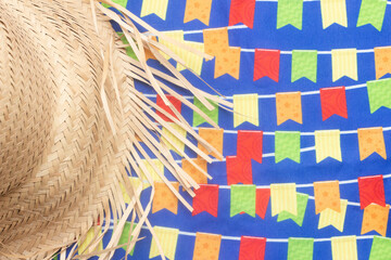 straw hat with colorful background - Brazilian June festival