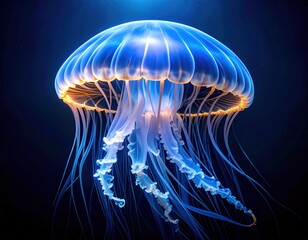 Majestic jellyfish drifting through deep blue ocean