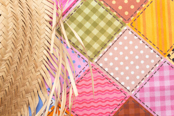 straw hat with colorful background - Brazilian June festival