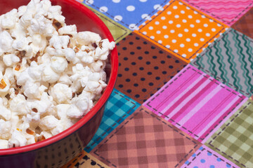 mini straw bowl with popcorn - Brazilian June festival