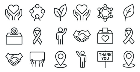 Hand drawn charity and community symbols for social awareness campaigns