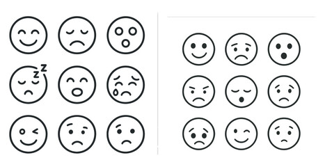 Set of emotional faces for design and expression concepts